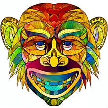 

New Artwork Wooden Puzzle Big Mouth Monkey Head 6 Style Irregular Shape Toy Luxury Brand 3D Jigsaw Game Gift for Friend Kids XML
