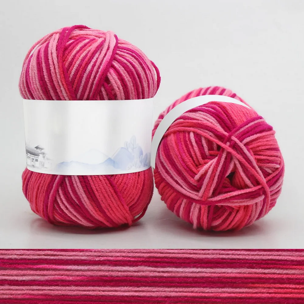 4 Section-Dyeing Knitting Middle-Thick Milk Cotton Soft Baby Yarn For Hand DIY Knitting 50g/ball Crochet Baby Woolen Thread - Цвет: 25