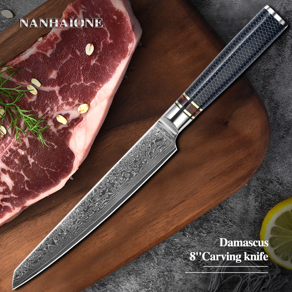 Дамасские Ножи 8 дюймов искусственные японские VG10 из нержавеющей стали кухонный