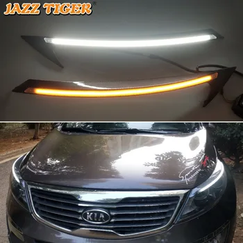 

JAZZ TIGER 2PCS Car Headlight Decoration Yellow Turn Signal 12V DRL LED Daytime Running Light For Kia Sportage 2011 - 2015