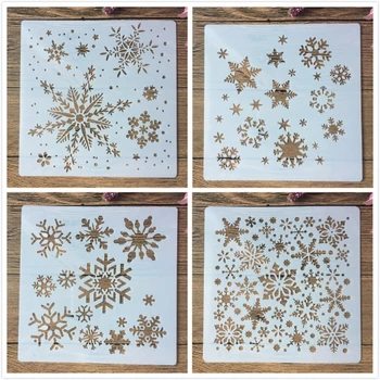 

4Pcs/Set 20*20cm Snowflake Winter DIY Layering Stencils Wall Painting Scrapbook Coloring Embossing Album Decorative Template