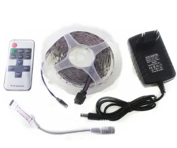 

5M SMD 5050 RGB 30 LED Strip Light RF 11Key IR Remote Controller 12V LED Power Adapter