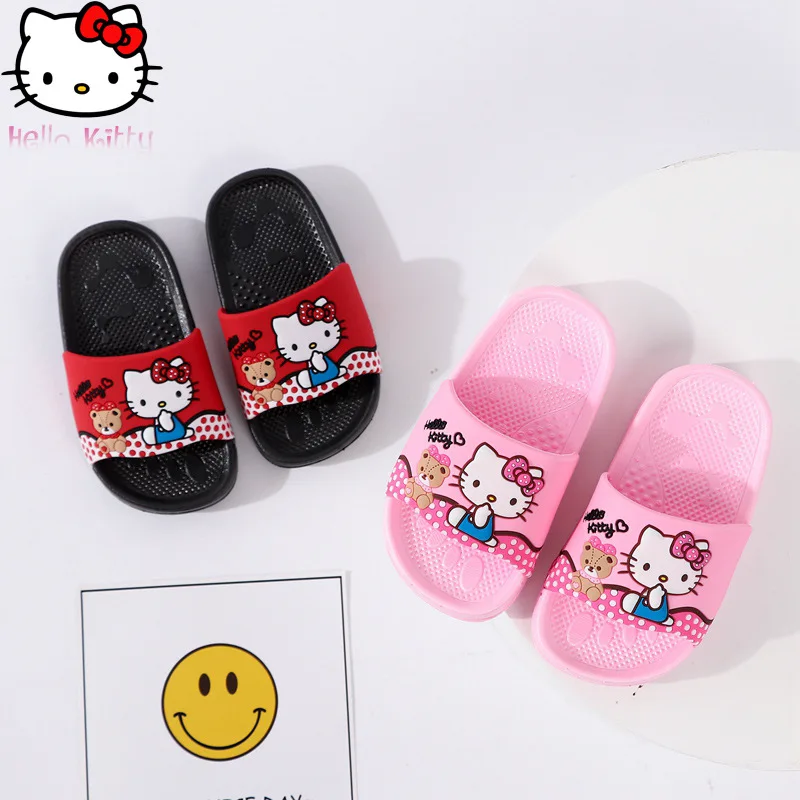 

New Style Children Slippers Princess Girls Soft-Sole Cartoon Hello Kitty Slipper Kids Summer Shoes Bathroom Anti-slip Slipper