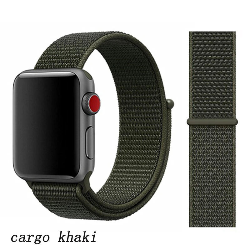 Ремешок для apple watch 5 4 ремешок 44 мм 40 мм Correa 42 мм 38 мм iwatch 5 4 3 2 нейлоновый браслет pulseira ремешок для часов - Цвет ремешка: cargo khaki