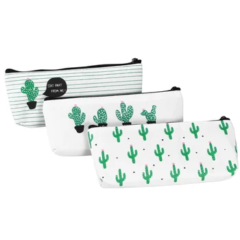 

3Pcs Pencil Case Printed Durable Cactus Pattern Pen Bag Pencil Pouch for Teachers Pupils Students