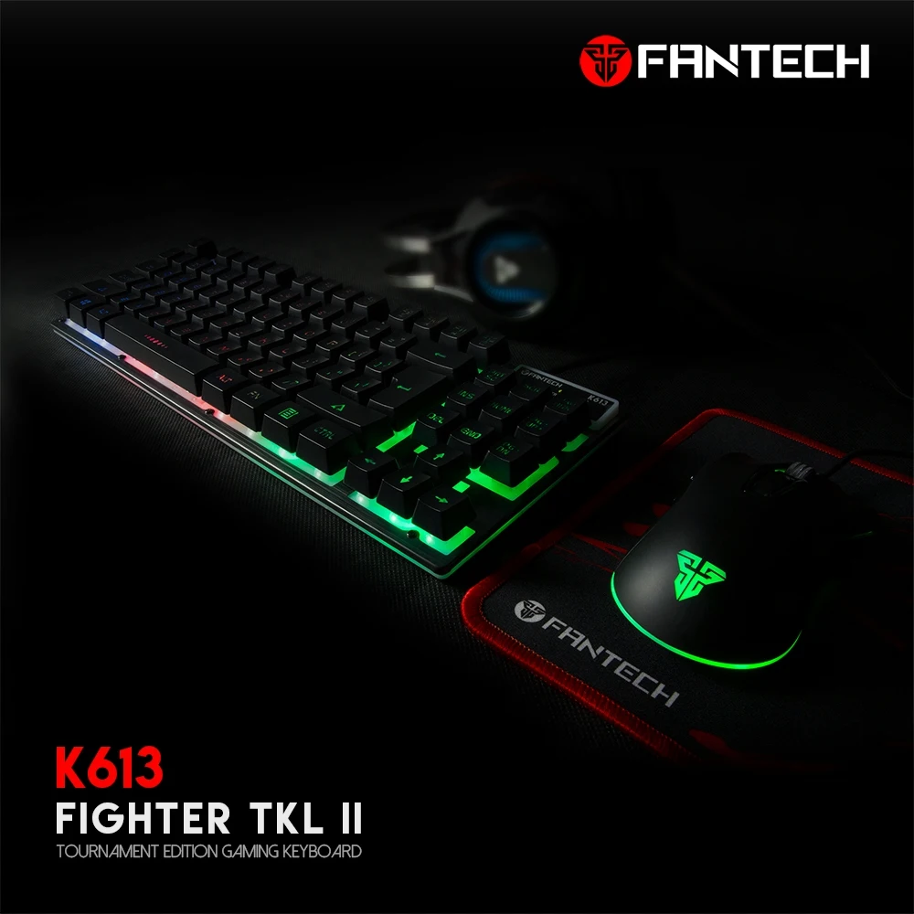 Fantech K613 Профессиональный Usb игровая клавиатура с подсветкой 87 клавиш Проводная игровая клавиатура