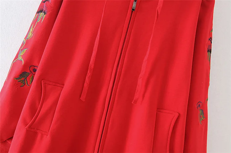 Blvyisla 5XL плюс размер толстовки женские толстые флисовые теплые пальто вышитые цветочные оверсайз молния вверх топы толстовки