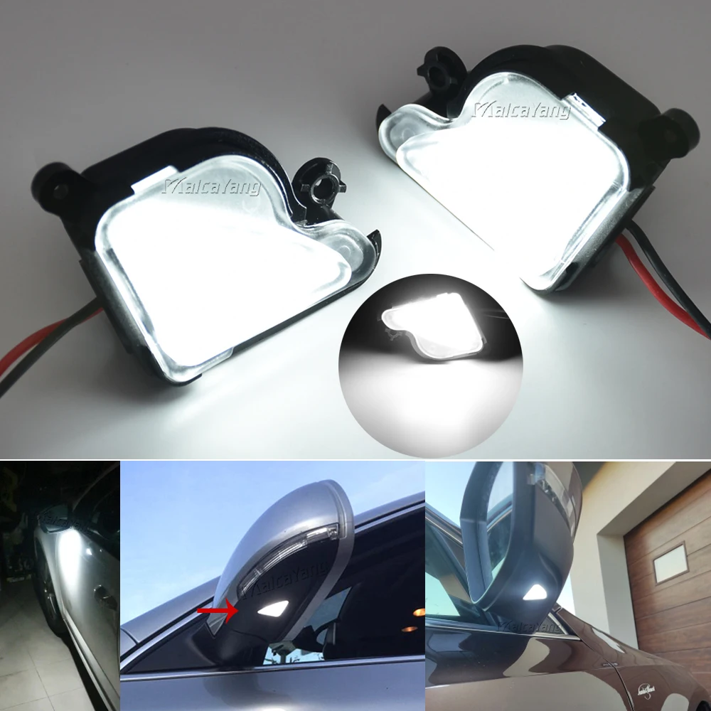 6000k White Led Under Side Mirror Light Puddle Lamps For Skoda Octavia ...