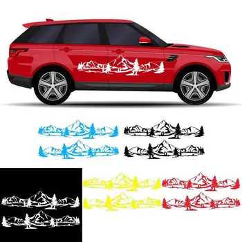 

2Pcs Universal Car Side Body Sticker Self-adhesive Mountain and Pine Pattern Waterproof Sticker Fashion Car Decoration