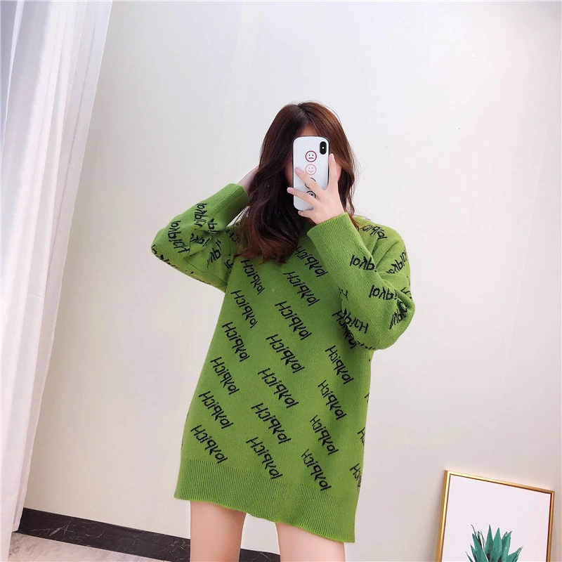 

Fashion Long Sleeve Autumn Winter Sweater Women Loose Knitted Sweaters Pullover Jumper 2019 New Round Neck Sweater Female