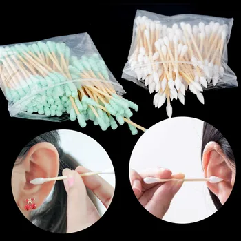 

100pcs/set Disposable Wooden Double Tip Remover Cotton Swabs Buds Unique Design Makeup Health New Ear Jewelry Clean Tools