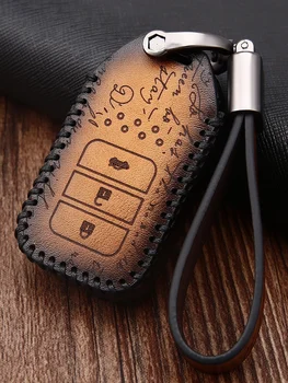 

Genuine Leather car key Cover For Honda accord crv chr hrv fit jazz freed civic 2018 2020 Car Key case chain auto accessories