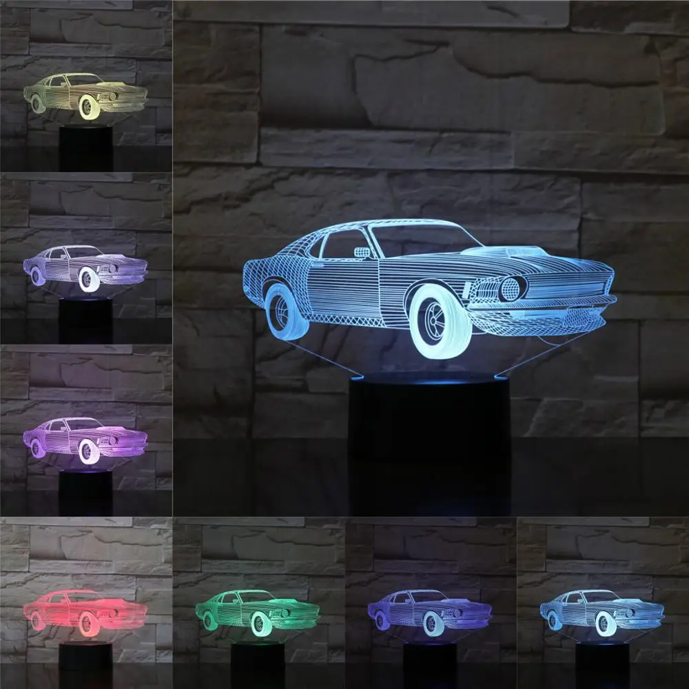 Винтажная трансформируемая Автомобильная 3d лампа разноцветный ночник Декор для