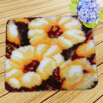 

Sunflower Embroidery Rug Kits Latch Hook Cushion Handmade Unfinished Needlework Crocheting Rug Yarn Mat Carpet Pastoral Decor F