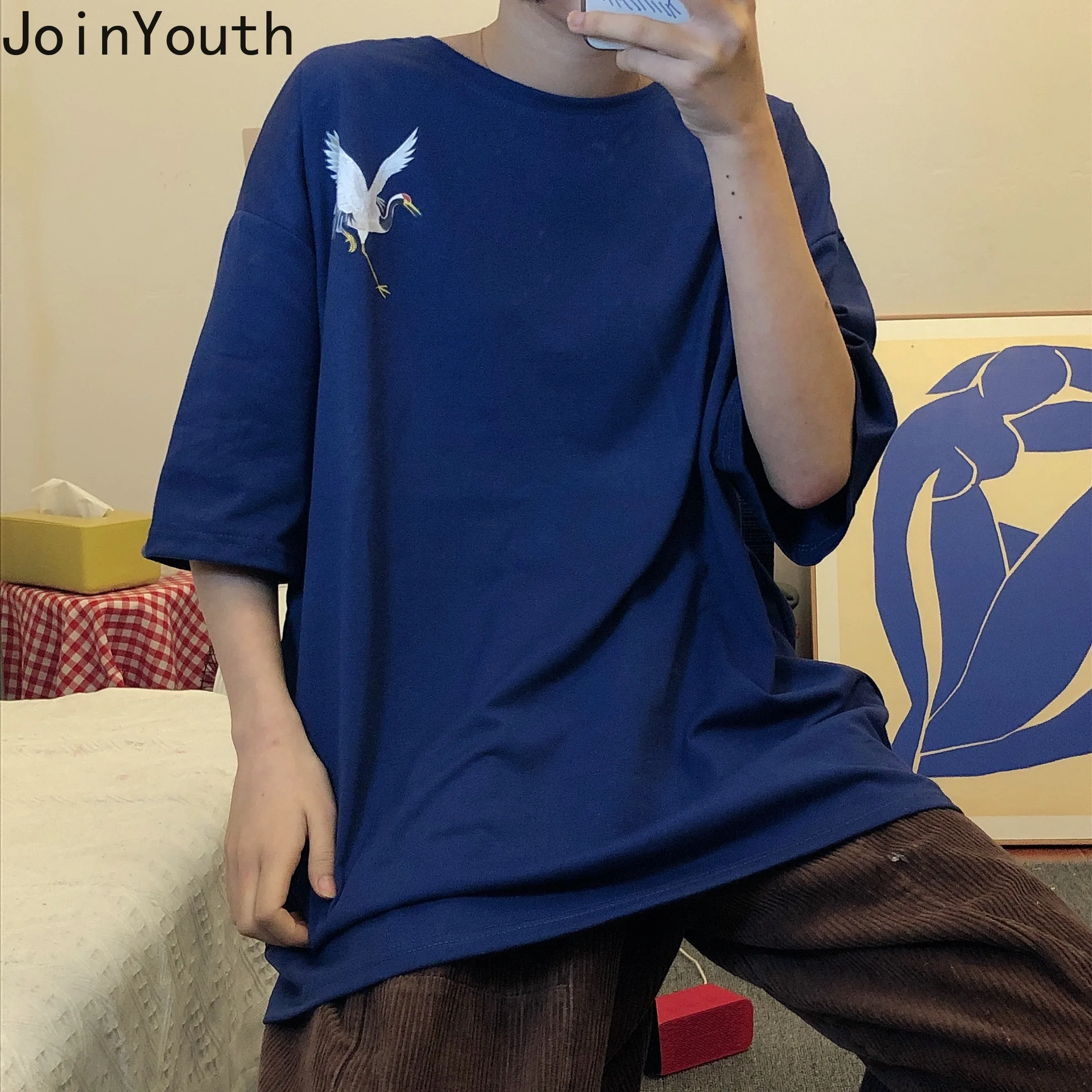 Joinyouth Harajuku корейский топ с коротким рукавом футболка краном Женские повседневные