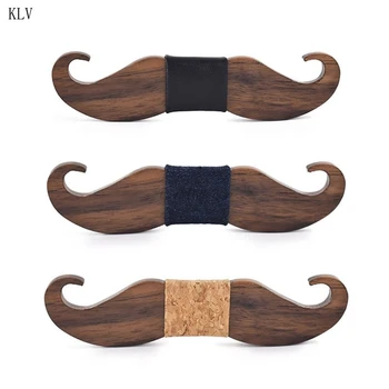

Novelty Neckties Chic Handmade Mustache Wooden Bow Tie England Style Men Bowtie Black Imitation Leather