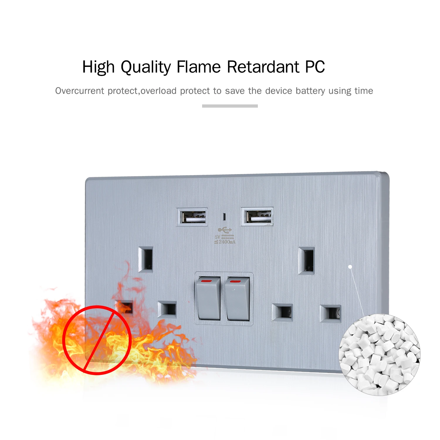 2 Gang двойной розетка 13A Сетевая розетка с 2 5V 2.4A USB Порты и разъёмы стены включен Outlete UK Стандартный