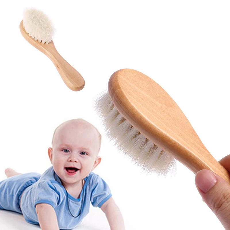 New Products Baby Hair Practical Brush Soft Goat Brow Premium Wooden For Cradle Dap Boys And Girls Child Newborn Shower Gift