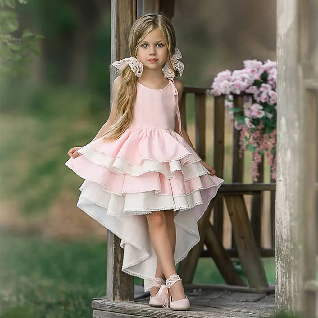 Kids Girls Floral Princess Bridesmaid Pageant Gown Birthday Party Wedding Dress 
