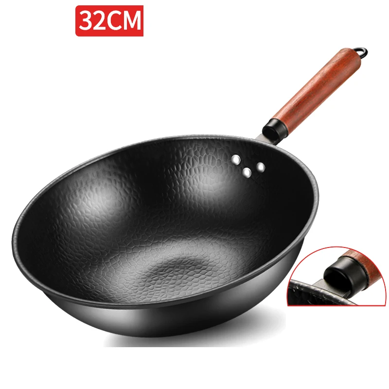 32cm style 01 Вок чугунная сковорода без покрытия горшок для общего пользования для газовой и индукционной плиты 32/34 см китайского вока посуда кастрюля Кухня инструменты - Цвет: 32cm style 01