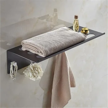 

Space Aluminum Towel Rack Free Punch Black Bathroom Towel Rack Bathroom Shelf Wholesale
