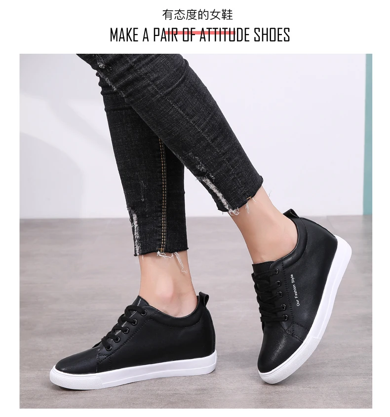 WeiDeng/Женская обувь из натуральной кожи для отдыха, увеличивающая рост 6 см; повседневная обувь на шнуровке для молодых женщин; лоферы на плоской подошве; дышащая легкая модная обувь