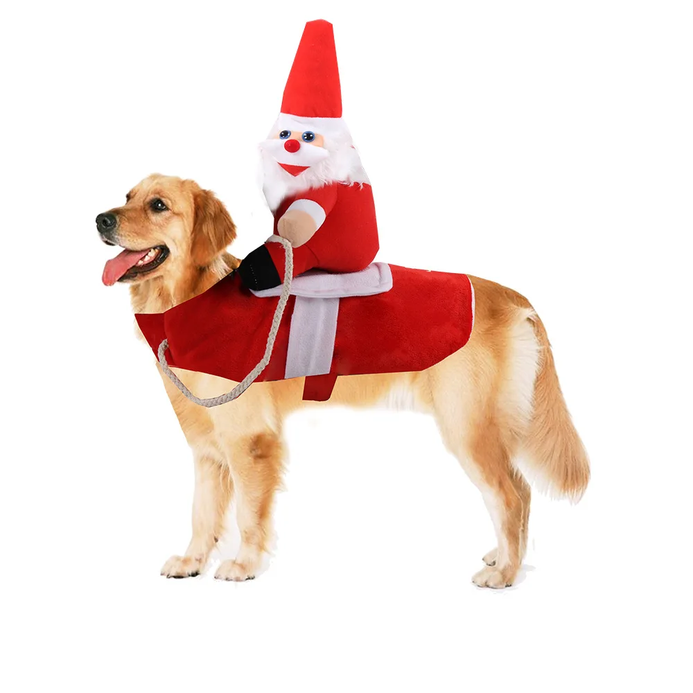 Средний и большой собаки золотой ретривер Лабрадор Рождественская одежда Санта Клаус собака Верховая езда одежда зимняя куртка для питомца костюм