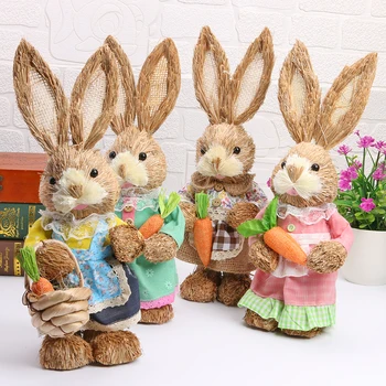 

Simulation Straw Easter Rabbit Home Window Decor Ornament Photography Props