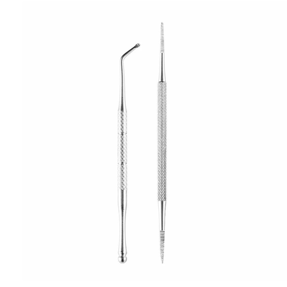 2Pcs Set Двусторонний Толкатель для удаления кутикулы Инструмент из нержавеющей стали корректор канавок маникюр Дизайн ногтей педикюр набор инструментов инструмент Paronychia - Цвет: 2Pcs Set