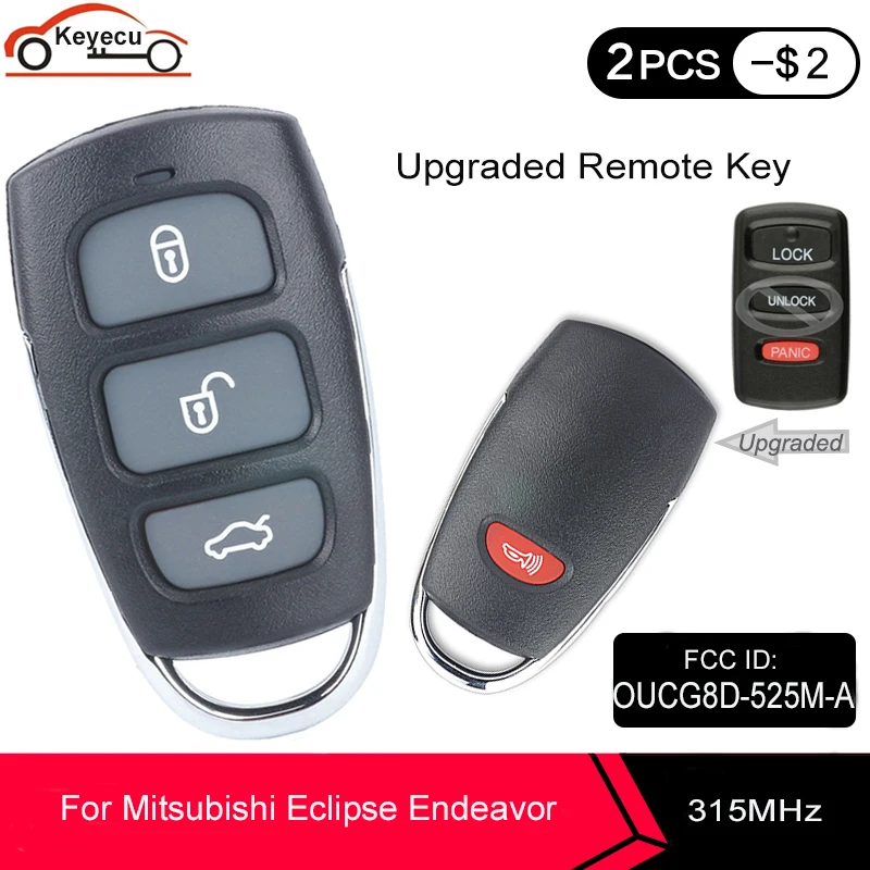 

KEYECU Upgraded Remote Control Key Fob 315MHz for Mitsubishi Eclipse Endeavor 2002 2003 2004 2005 2006 FCC: OUCG8D-525M-A