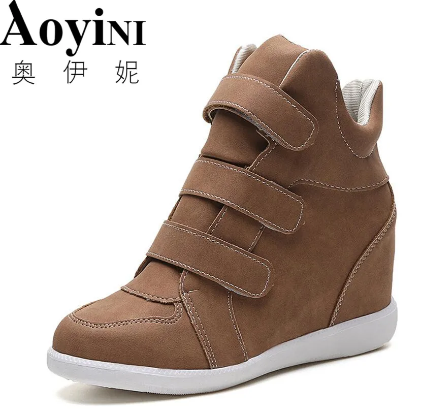 

2019 Autumn Heel Women sneakers Spring Autumn Hook Loop High Top Casual Shoes Comfortable Platform student women shoes