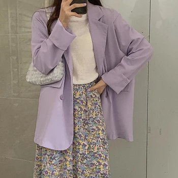 

Casual purple Single-breasted Women Blazer Office Ladies Suit Jacket Spring Elegant Female Outwear blaser femininas 2020