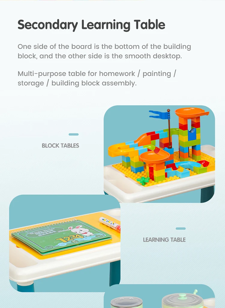TUMAMA Building Block Desk Big Size Compatible Duploed Table Multifunctional Learning Desk Study Table Toys For Children
