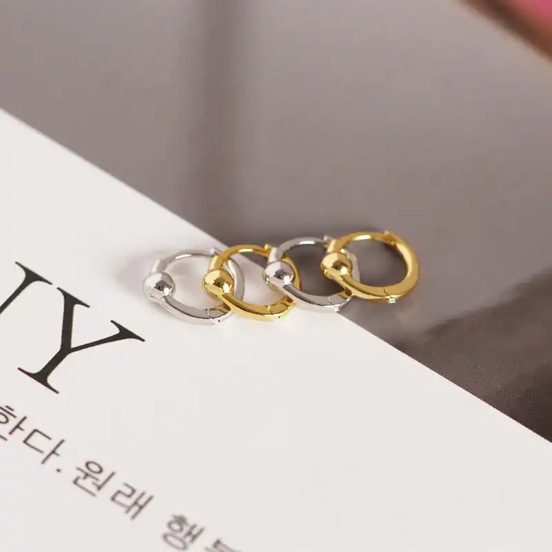 WTLTC 925 стерлингового серебра маленькие колечки для пирсинга серьги для женщин 3 мм Мини шариковые уши широкие Серьги бисерные пирсинг обручи Eariings