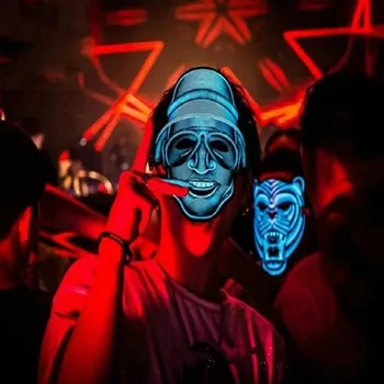 

Magic world 20 Style Light Emitting Mask Voice Mask Halloween Hip-Hop Bar Holiday Dance Entertainment Tool Skull Devil Props