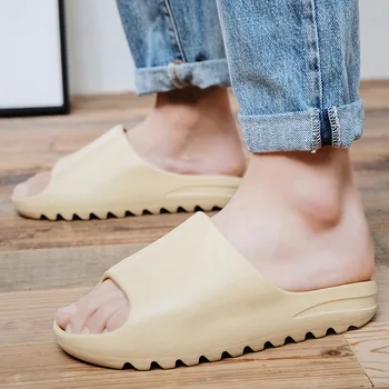 

Men's Bathroom Slippers Summer Home Indoor Striped Slides Shoes Comfort Flat PVC Sole Non-slip Flip-flops Wholesale Beach Shoes