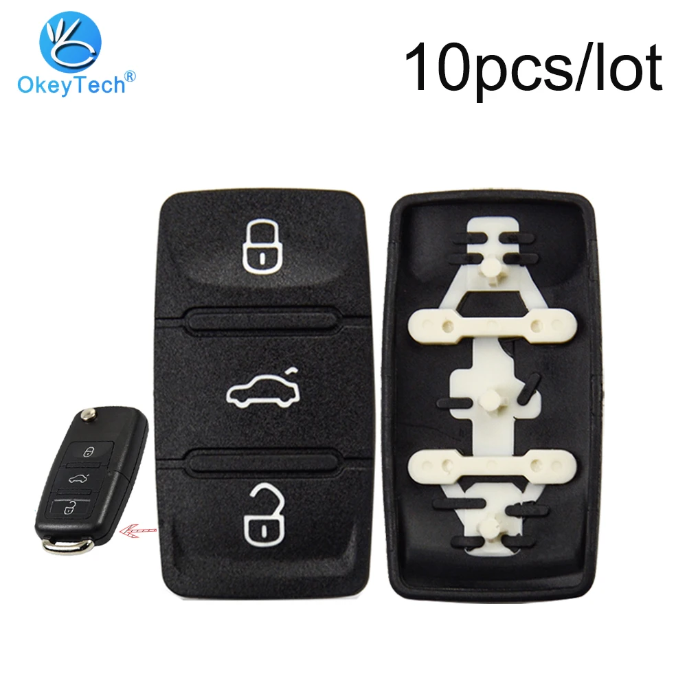 OkeyTech 10 шт./лот резиновый ключ Ремонт Pad 3 кнопки для VWw Golf T5 коробка с крышкой Passat крышка Дистанционная замена ключа автомобиля держатель