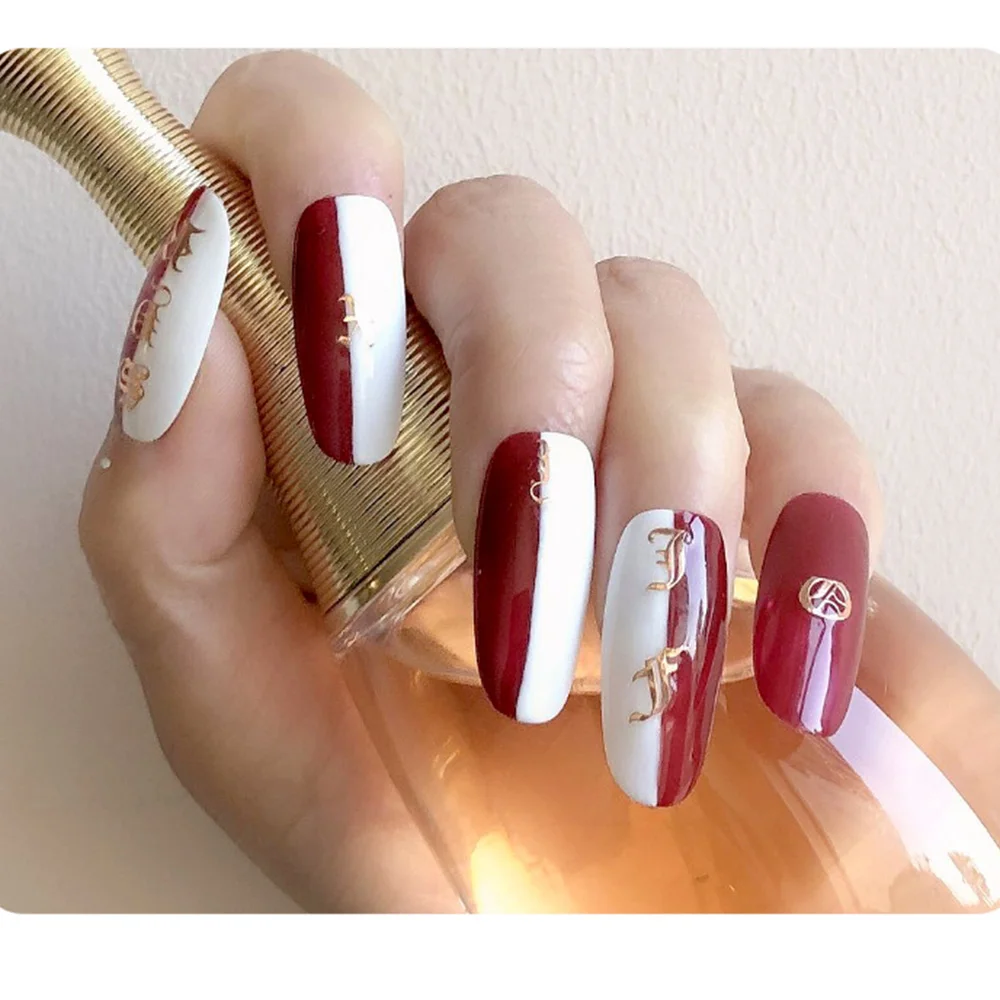 2020 модные наклейки в стиле панк с розовыми золотыми буквами для ногтевого