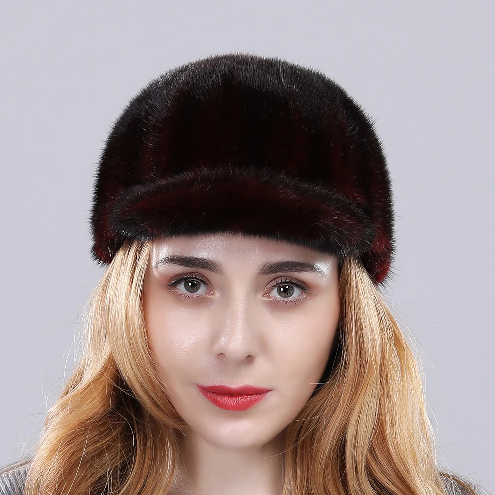 Новое поступление Женская норковая меховая шапка модная женская натуральная норковые шапки зимние повседневные меховые бейсболки