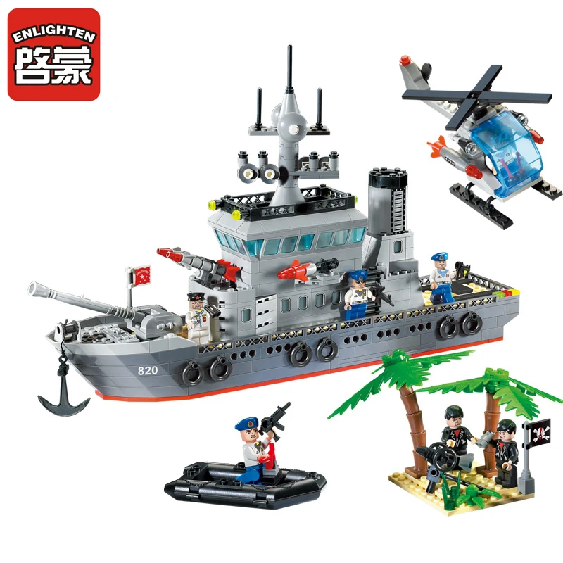 

Enlighten 614Pcs Military Series Toys Navy Frigate Ship Assembling Building Block Set Compatible With Big Brand