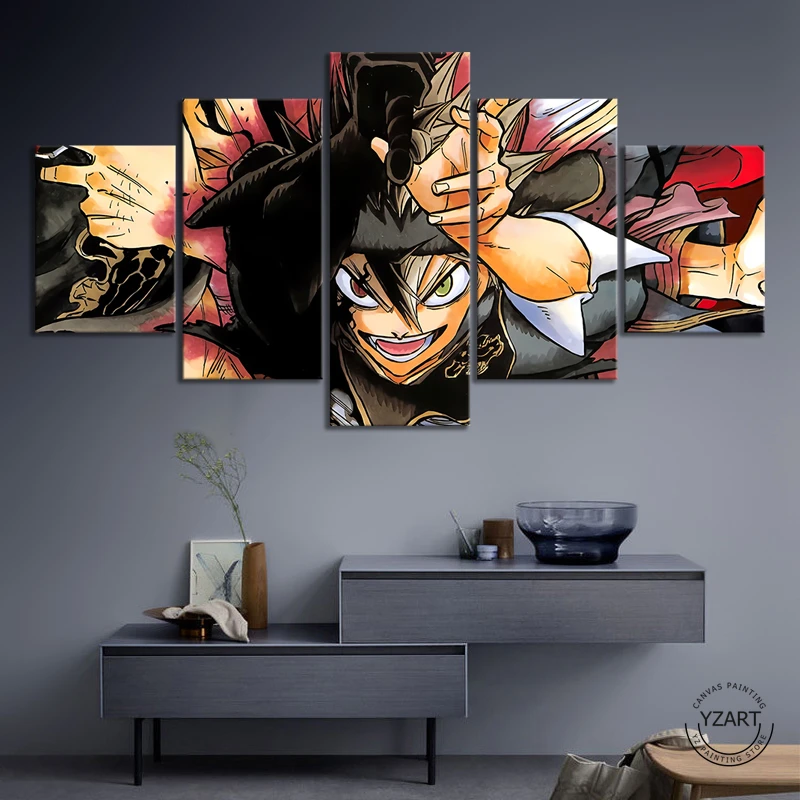 5pcs Asta Black Clover Anime Poster Canvas Wall Art Paintings For Bedroom Wall Decor Unframed Painting Calligraphy Aliexpress