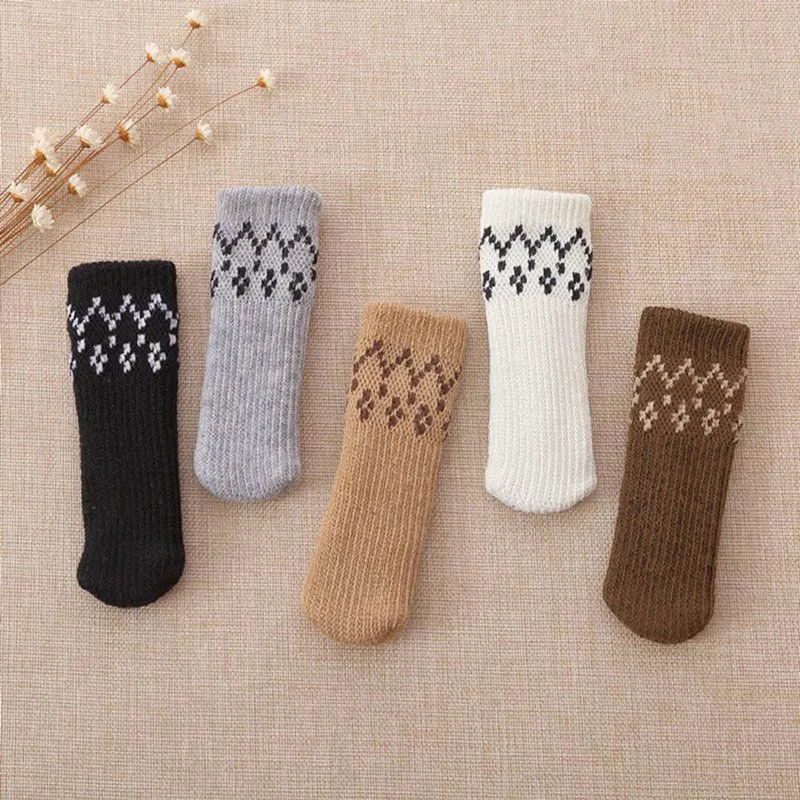 4pcs/set Floor Protection Chair Foot Pad Leg Furniture Wool Knitting Cover Cat Pads Paw Protector Socks Table |