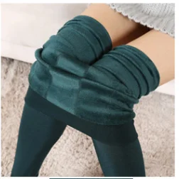 Dark green 200 грамм, уличные цельные штаны, осенние и зимние Бархатные утолщенные бархатные леггинсы с жемчужинами, женские шаговые штаны hig - Цвет: Dark green