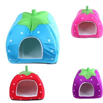 

Soft Strawberry Pet Dog Cat House Comfortable Warm Kennel Doggy Bed Foldable Fashion Cushion Basket Cute Animal Cave Pet Product