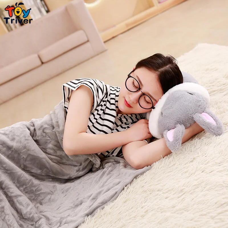 Kawaii Кролик плюшевая игрушка Triver портативное одеяло кукла руки грелка подушка дети мальчик девочка ковер офис Nap ковер подарок