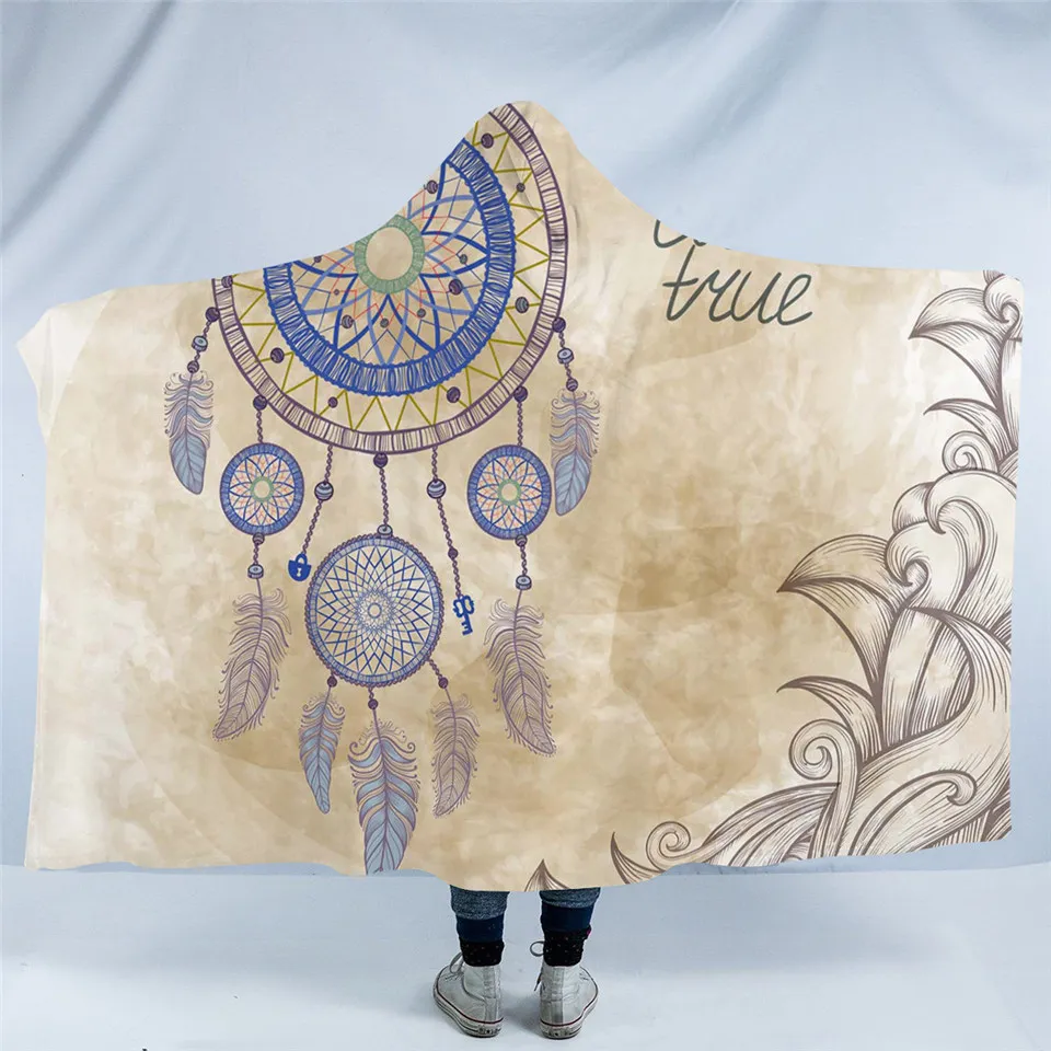 Постельные принадлежности, выходное богемное одеяло с капюшоном для взрослых, мандала, Ловец снов, шерпа, флисовое женское одеяло из микрофибры, 127 см x 152 см - Цвет: 8