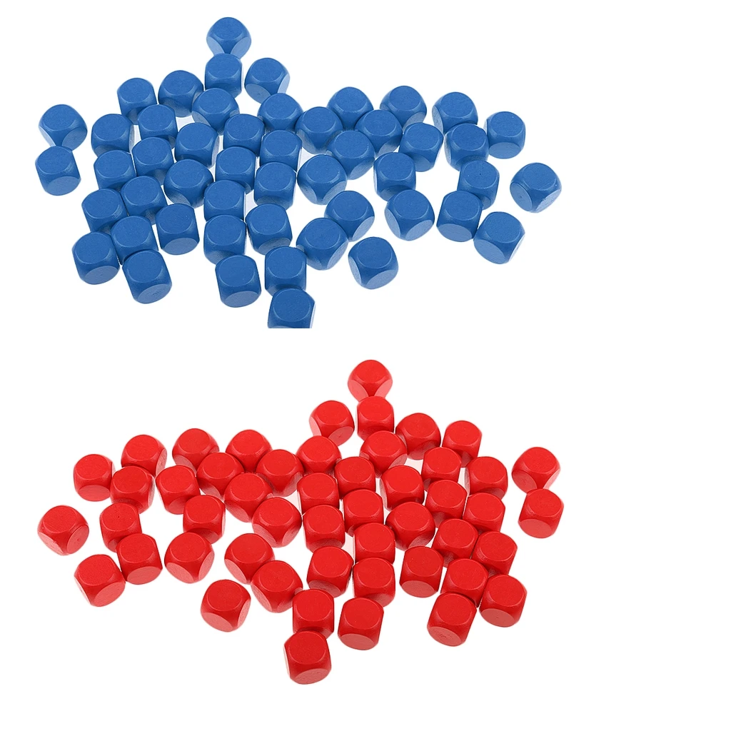 Pack of 100 Wood 16mm Dice Blue Dice Blank Wooden Dice Self Design Patterns
