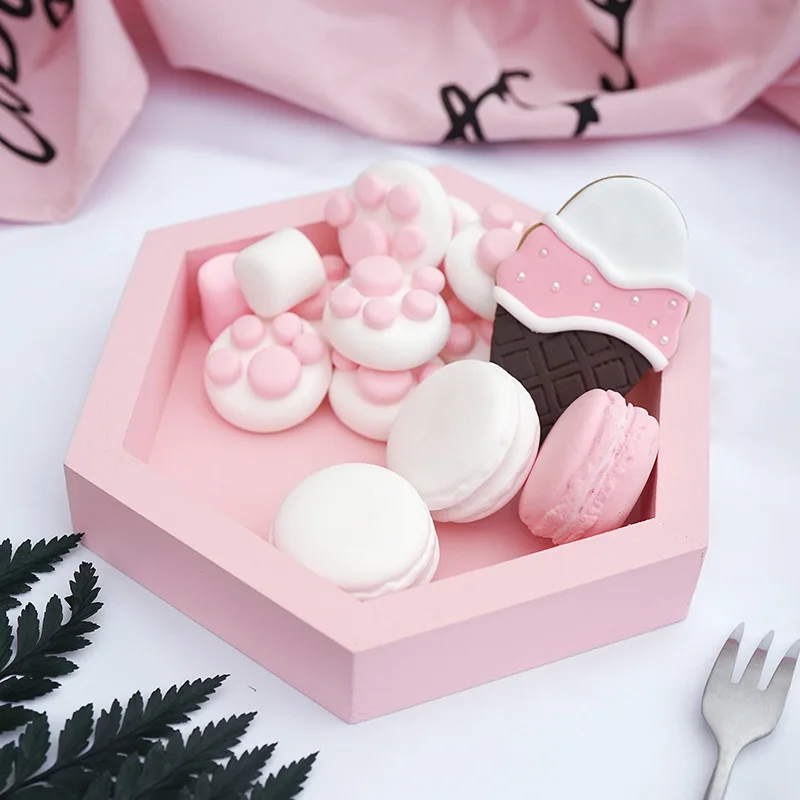 Marshmallow Cupcake Lollipop Display Tray for Kids Home Birthday Party Decor Hexagon Type Cake Holder Table Food Storage Rack