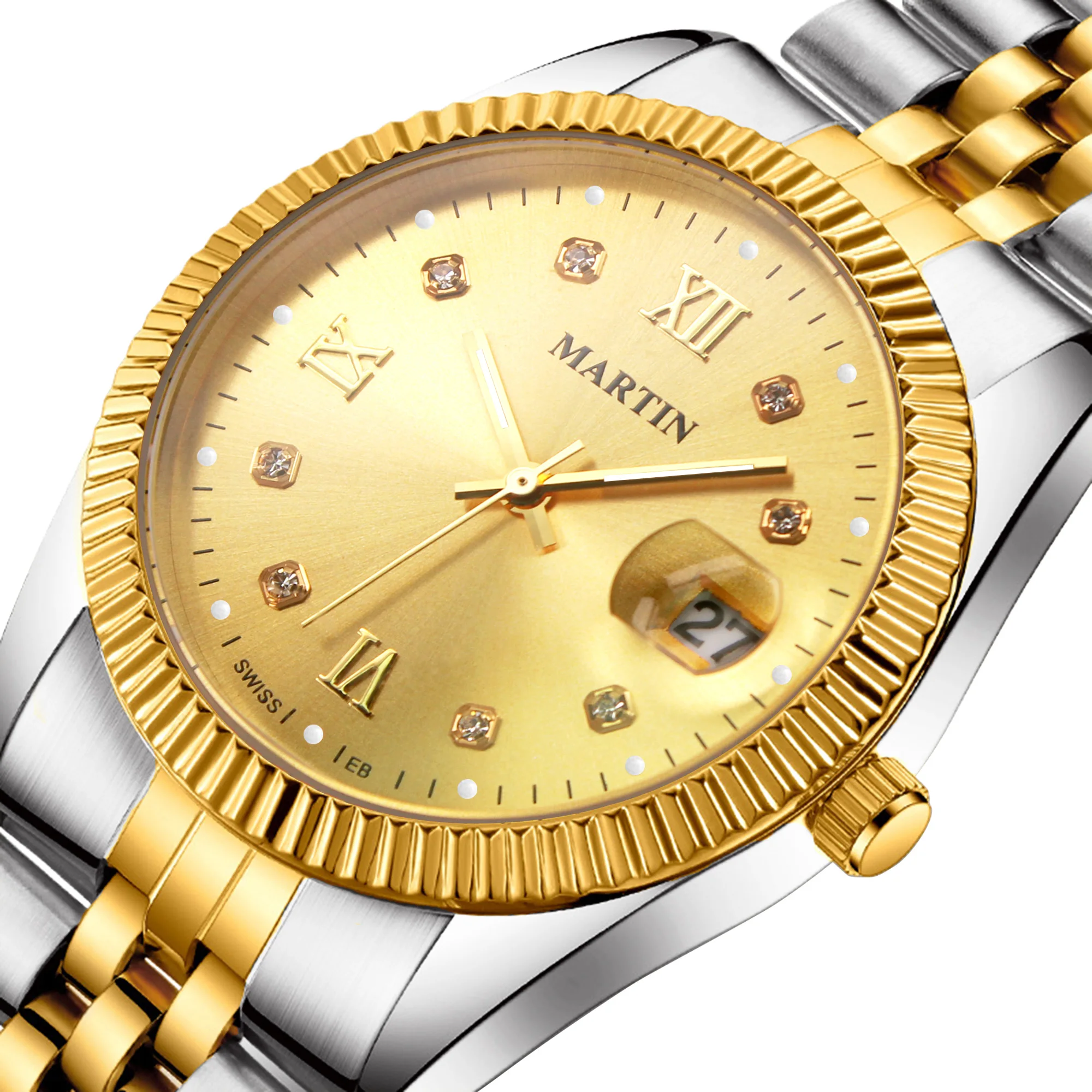 

Luxury Gold Stainless Steel Classic Watch Business Men Hand Clock Waterproof Luminous Japanese Quartz Wristwatches
