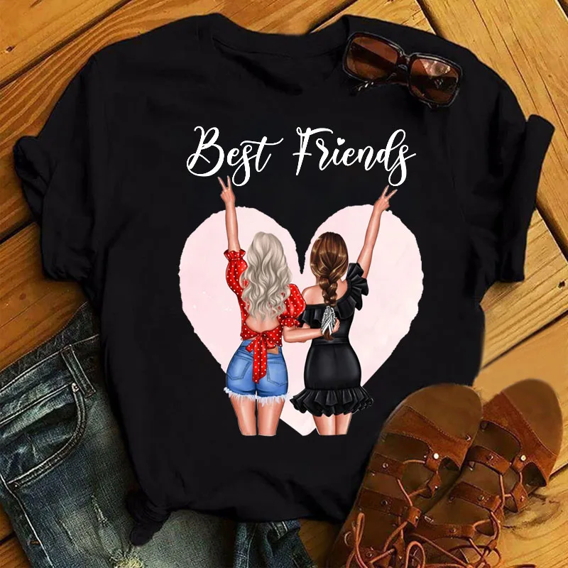 

New Best Friends Women's Casual Top Harajuku Women's Fashion T-shirt Round Neck Women's Top Graphic T-shirt